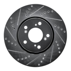 Acura RLX Brake Rotor (1) - Front Left - R1 Concepts - Drilled & Slotted - Silver - `14-`20 Acura RLX Brake Rotor (1) - Front Left - R1 Concepts - Drilled & Slotted - Silver - `14-`20